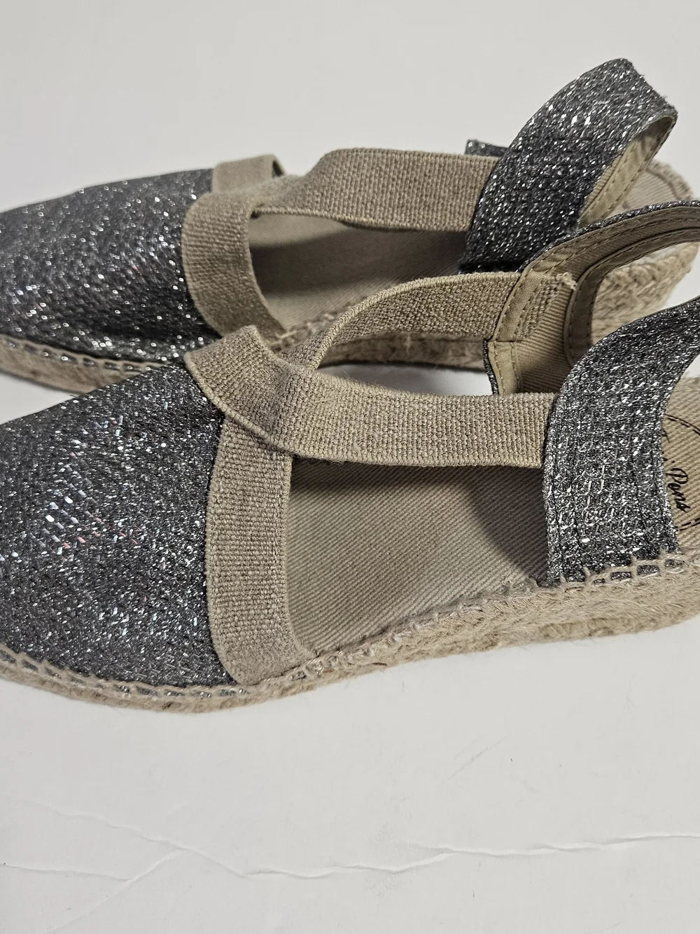 Toni PONS Glitter Espadrille Slingback Flats - Silver